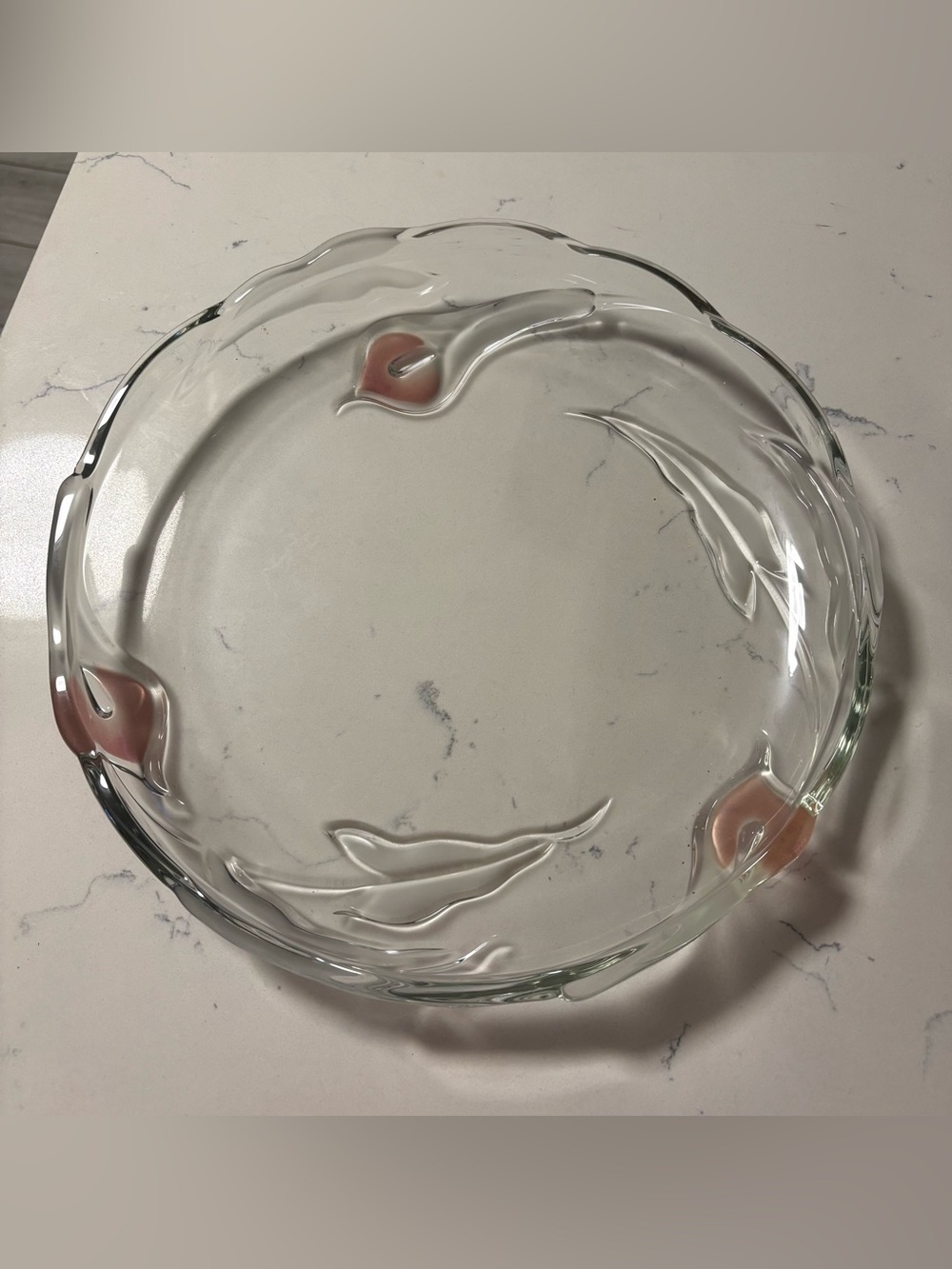 Clear Glass Decorative Serving Platter/Dish with Nude/Beige Accents
